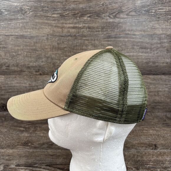 Patagonia Hat Cap Snap Back Tan Green Trucker Mesh Patch Ventura CA Mens - Picture 2 of 5